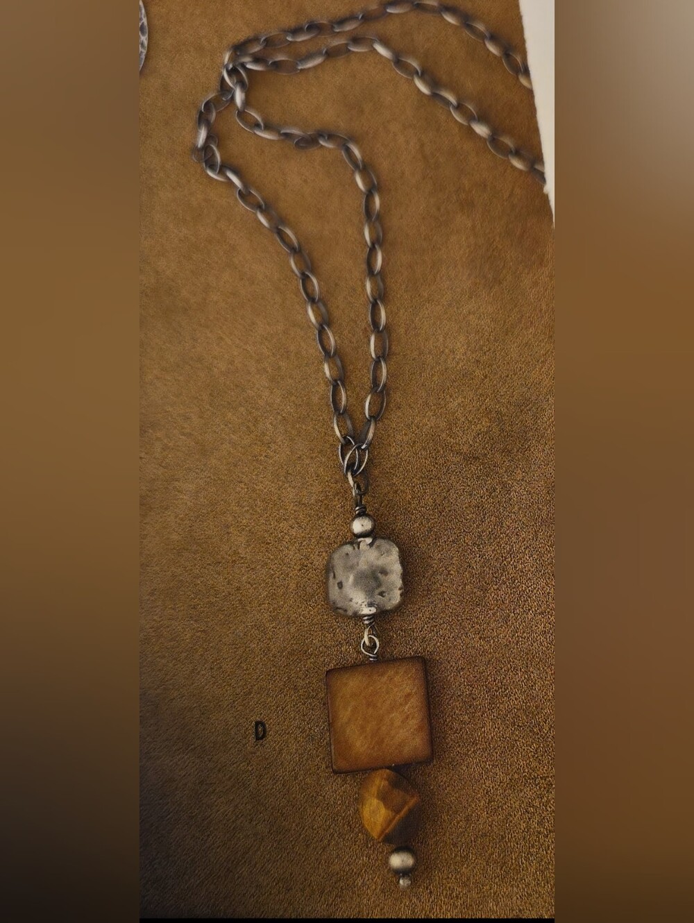 Silpada  N1336 Sterling Silver Mother of Pearl Tigers Eye Necklace